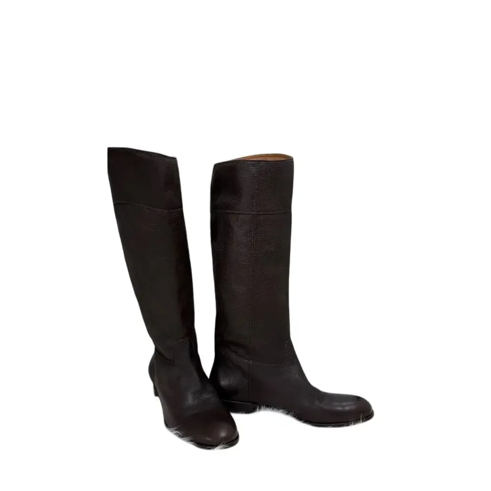 Vero Cuoio Riding Leather Dark Brown Boots Womens |US 8.5